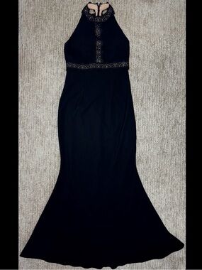 White House Black Market Lace Halter Mermaid Dress Black size 8 NWT